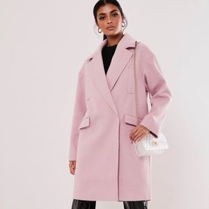 Misguided Raw Edge formal coat in Blush